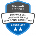 Microsoft Certified: Dynamics 365 Customer Service Functional Consultant Associate badge