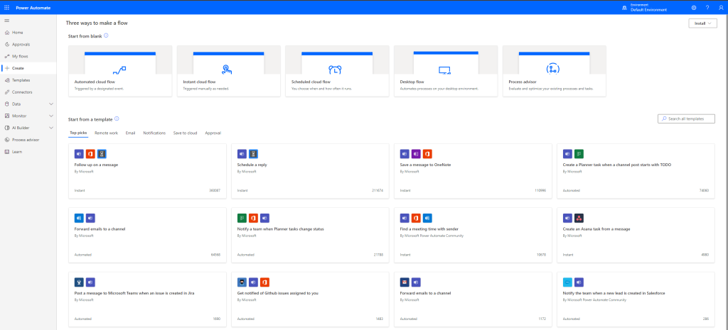 Power Automate creating a flow