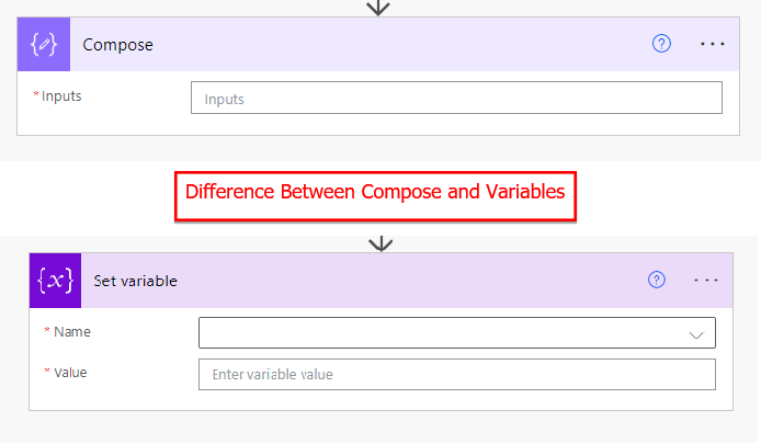 power automate Compose vs Variables