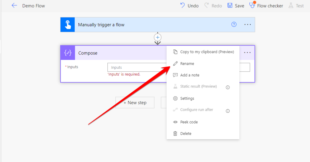 Naming Compose Actions