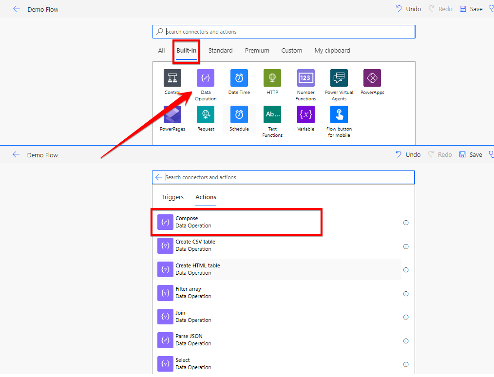 power automate add compose action