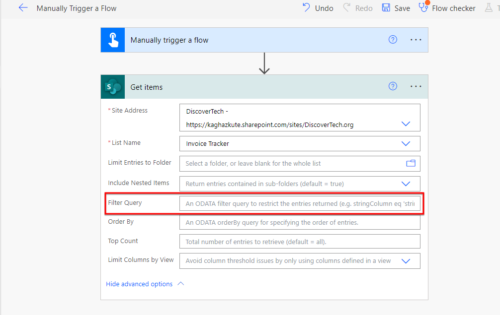 Enter odata filter query