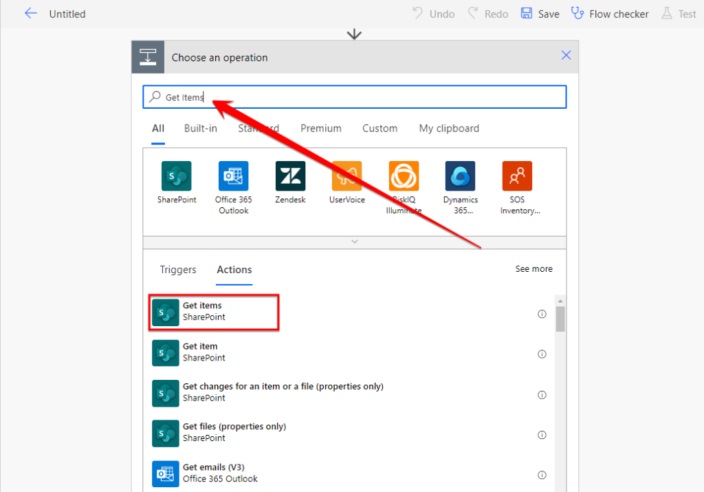 Choose Power Automate action