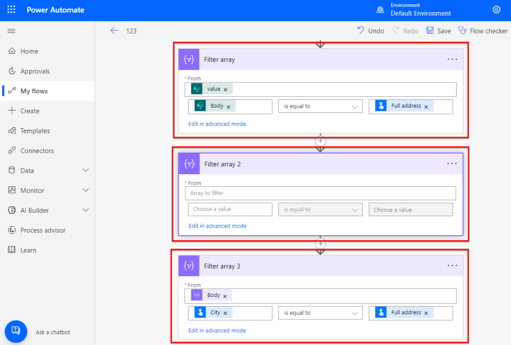 filter data with filter array