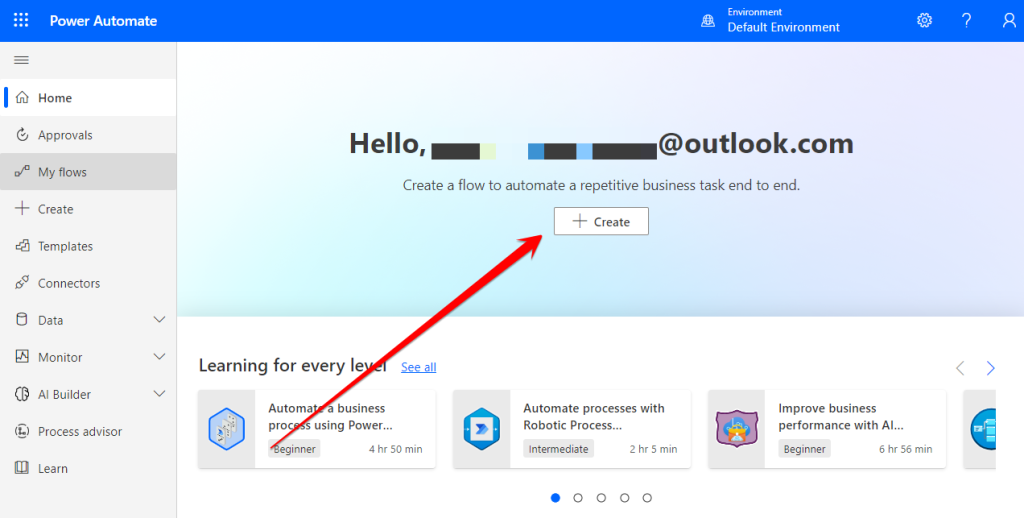 create a flow in power automate