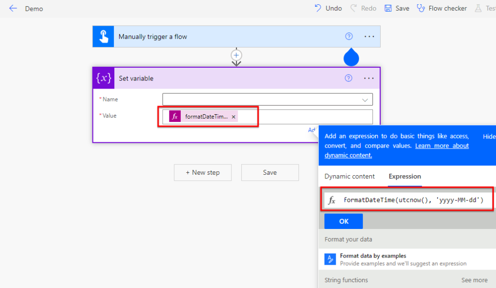 Example of Power Automate formatDateTime