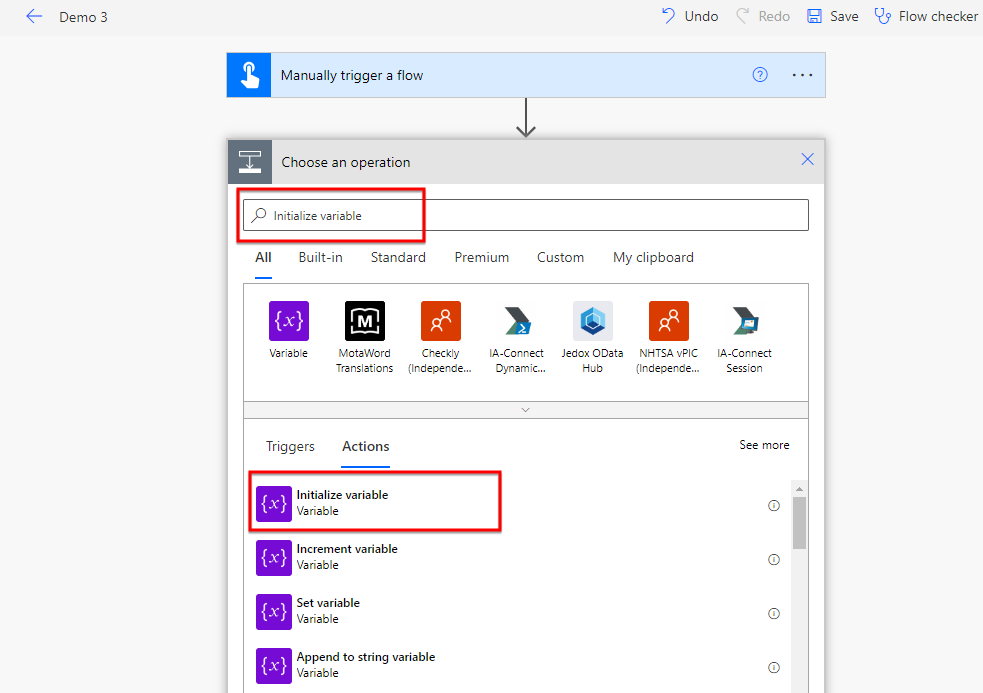 Initialize Variable in power automate