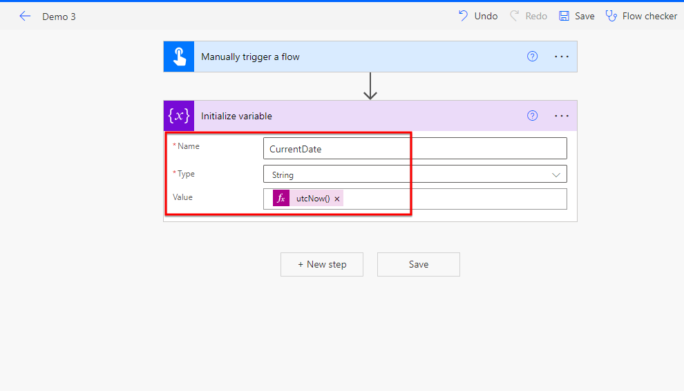 store the current date and time in the variable
