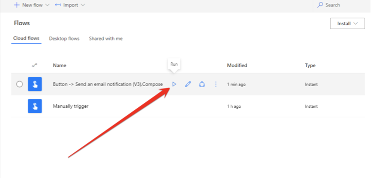 Run power automate flow