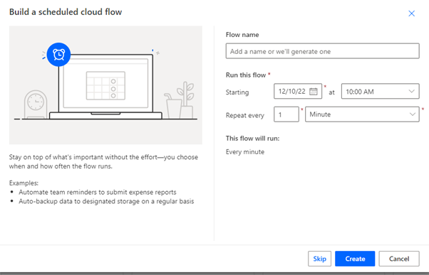 Build a scheduled cloud flow