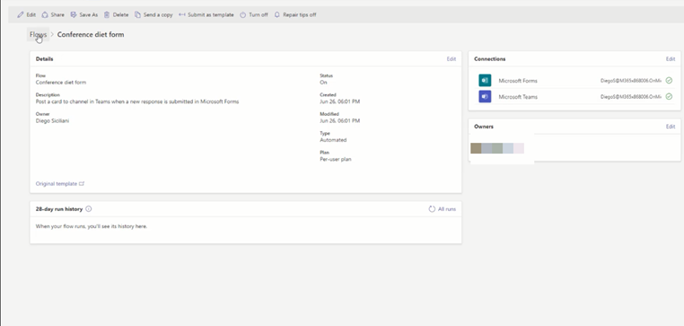 edit Data Collection Template Flow