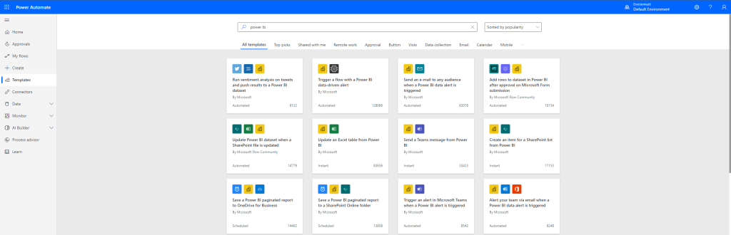 Power Automate dashboard