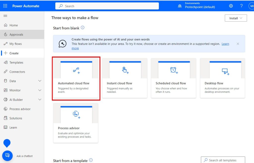Automated cloud flow