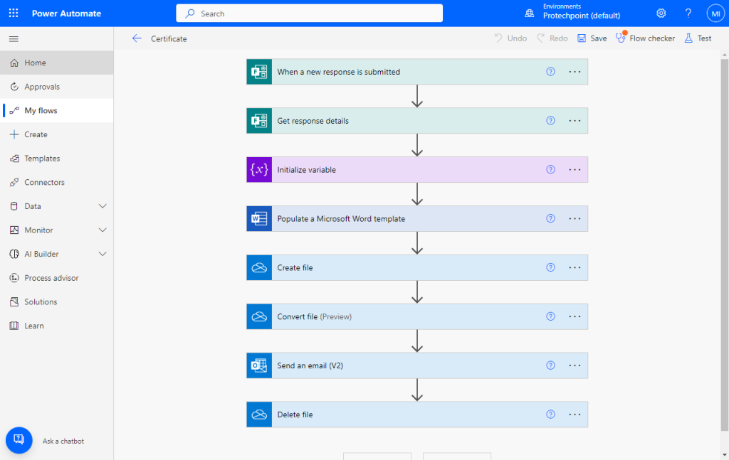 OneDrive, to the automated workflow8